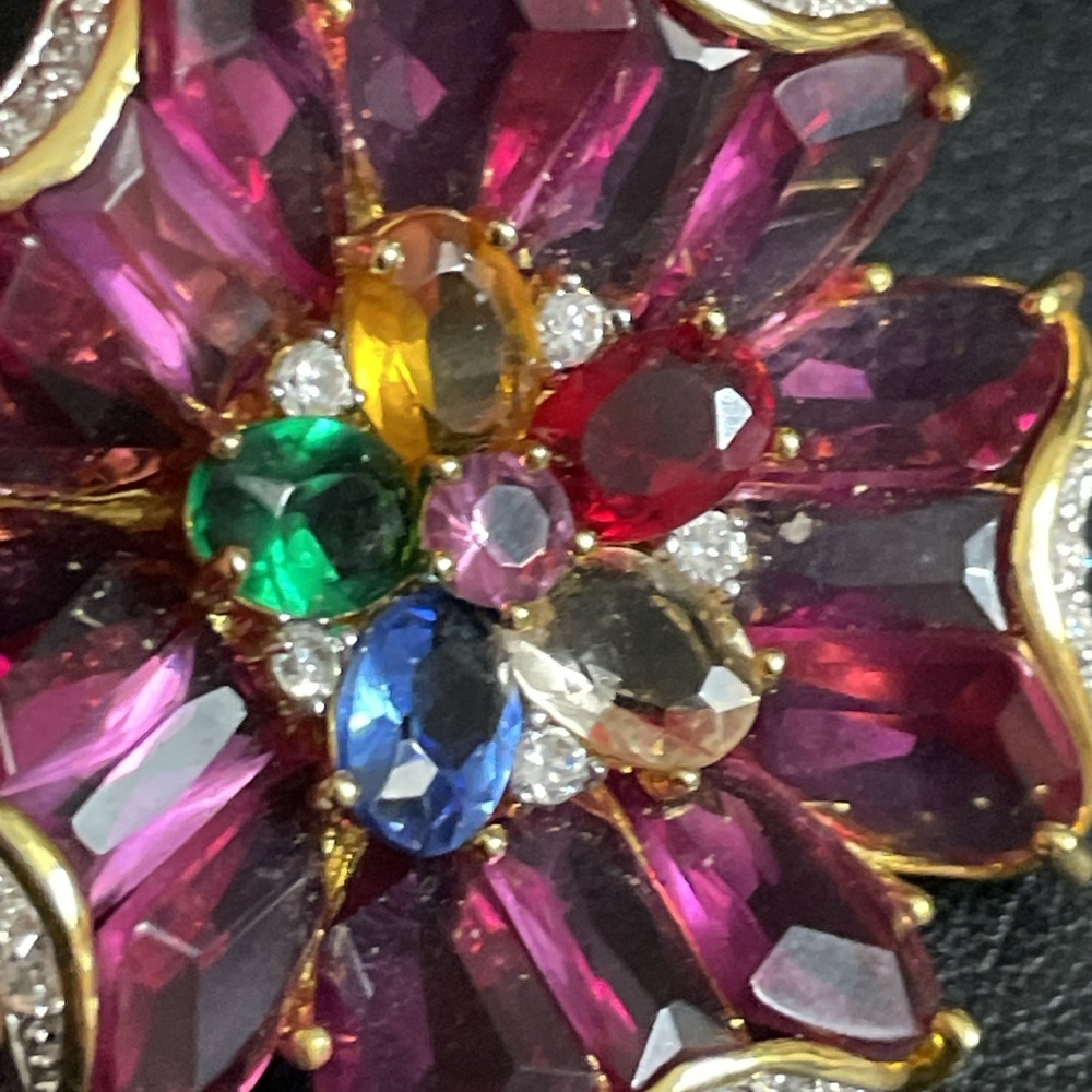 NOLAN MILLER Enhancer Pendant Jubilant Multi Color Flower Gold Tone Rhinestone - Picture 3 of 9